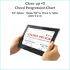 Close-up of chord progression chart pdf on a tablet screen.