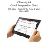 Close-up of top section of chord progression chart pdf on a tablet screen.