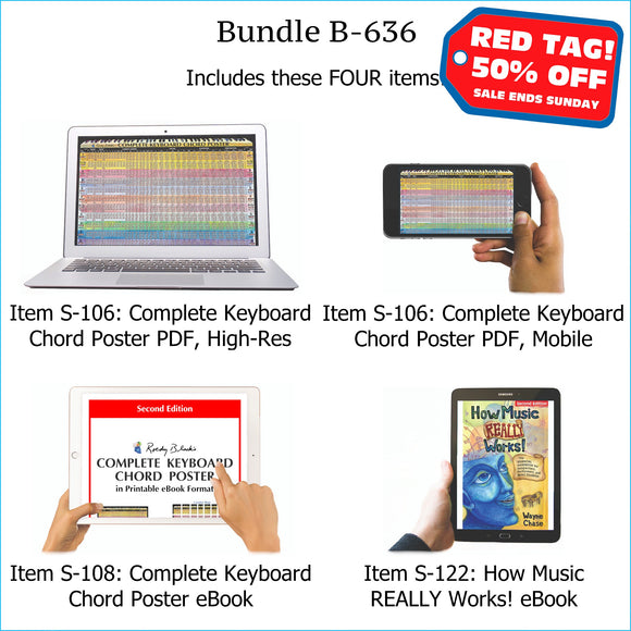 Bundle B-636: How Music REALLY Works! E-Book + Keyboard Chords - E-Posters and Printable E-Book. FREE Download Protection.