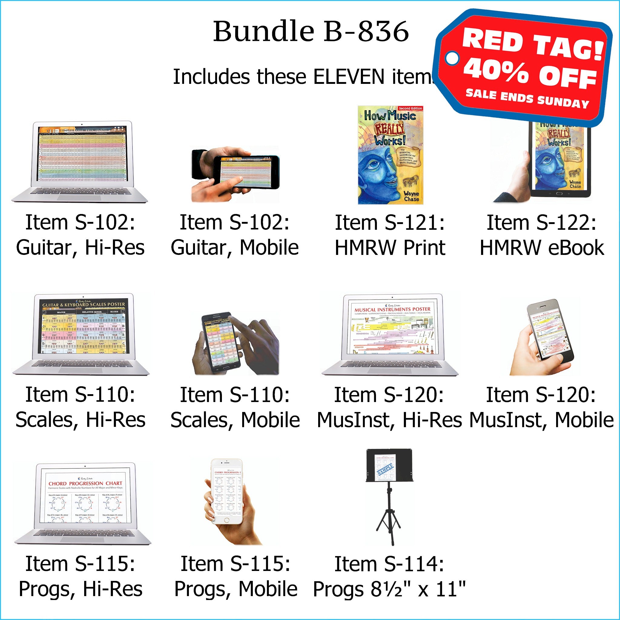 Bundle B-836: How Music REALLY Works! Print Book + E-Book, Chord Progressions, E-Posters - Guitar Chords, Scales, Chord Progressions. FREE SHIPPING – USA & Canada.
