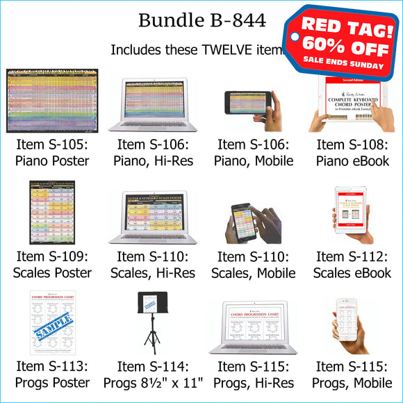 Bundle B-844: Laminated Wall Posters, E-Posters, E-Books - Keyboard Chords, Scales, Chord Progressions. FREE SHIPPING – USA & Canada.