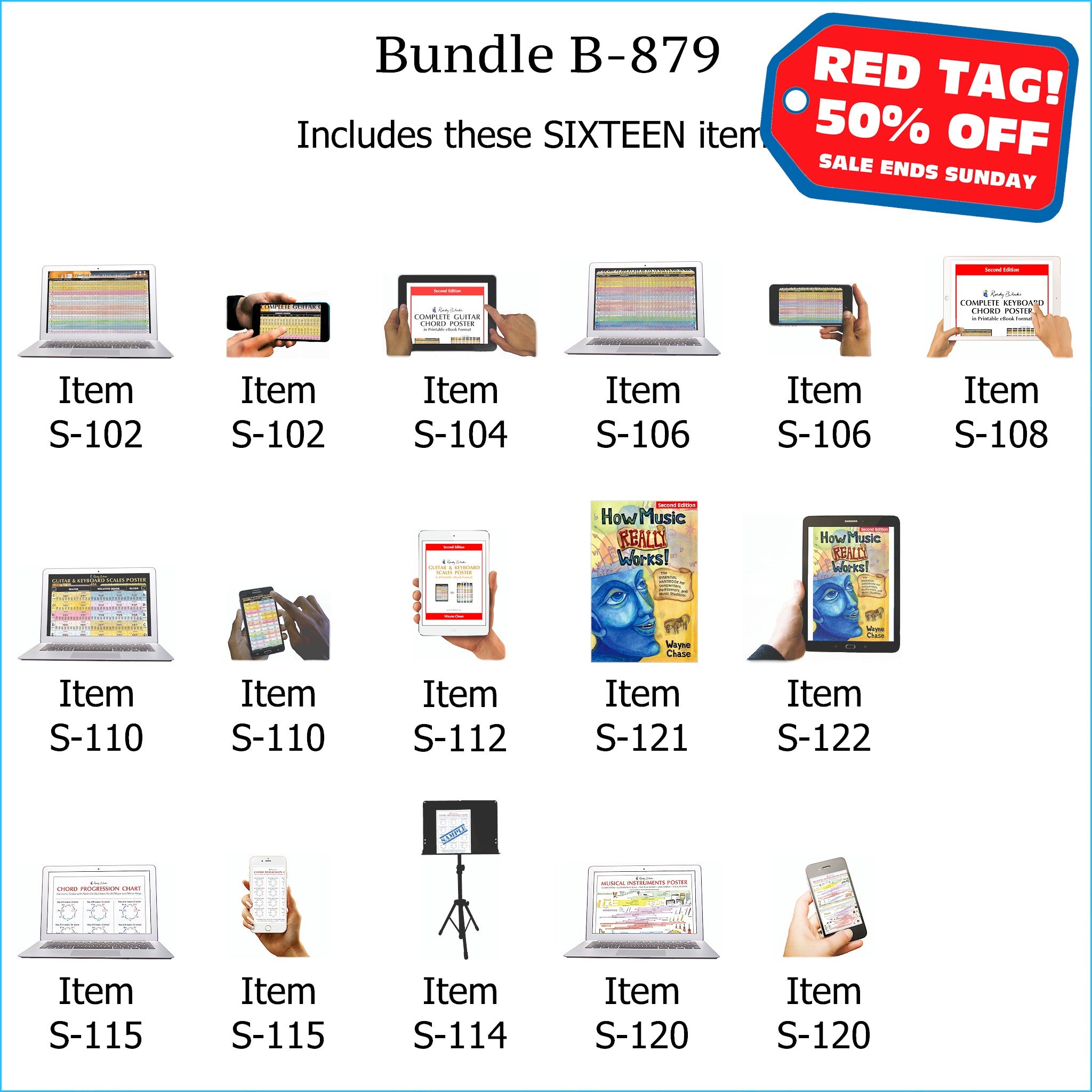 Bundle B-879: How Music REALLY Works! Print Book + E-Book, Chord Progressions, E-Posters - Guitar Chords, Keyboard Chords, Scales, Chord Progressions. FREE SHIPPING – USA & Canada.