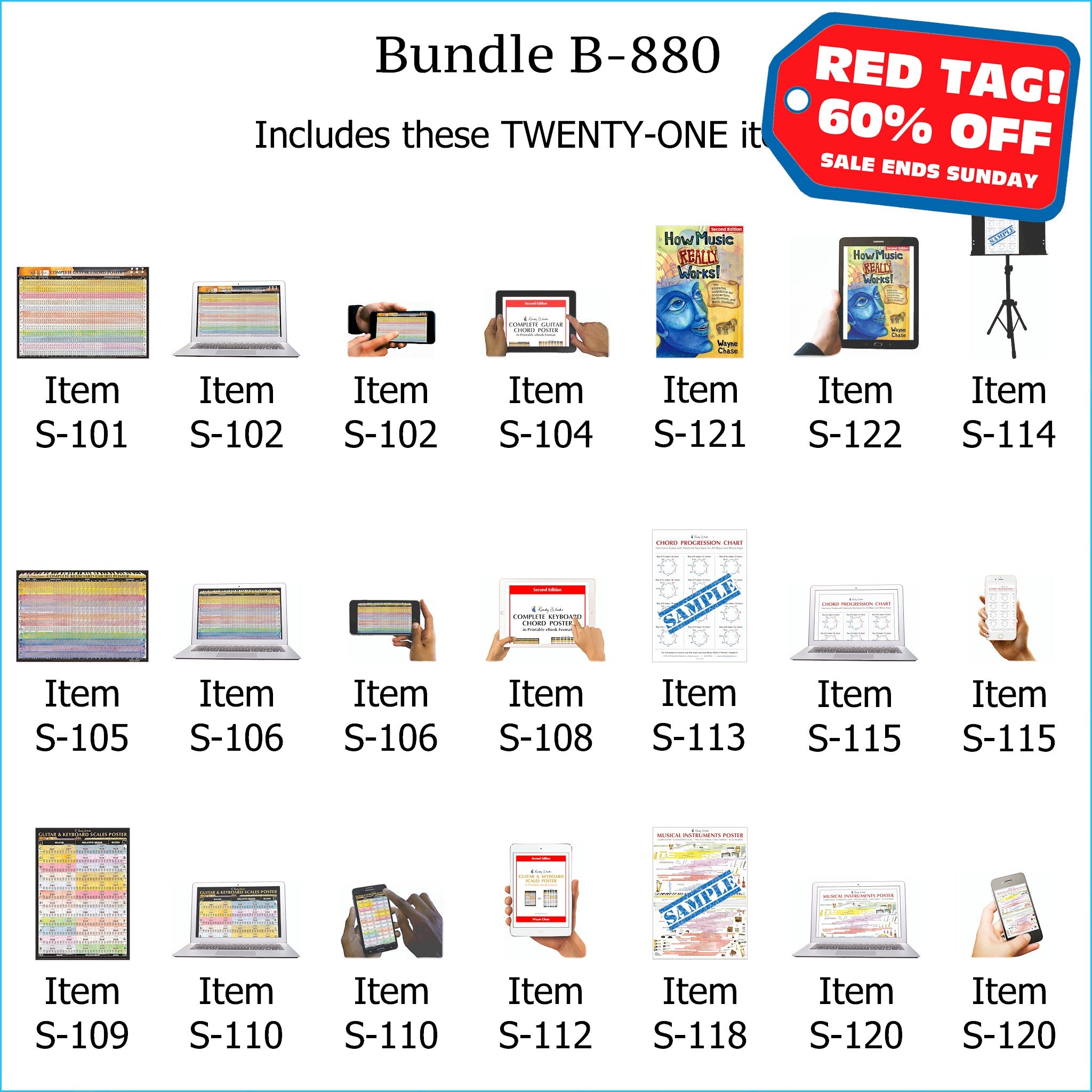 Bundle B-880: Entire Roedy Black Library - How Music Really Works, Print and Digital, and all E-Posters, Charts, and E-Books, Laminated Prints and Digital E-Books. FREE SHIPPING – USA & Canada.