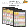 Four guitar scales and piano scales charts.