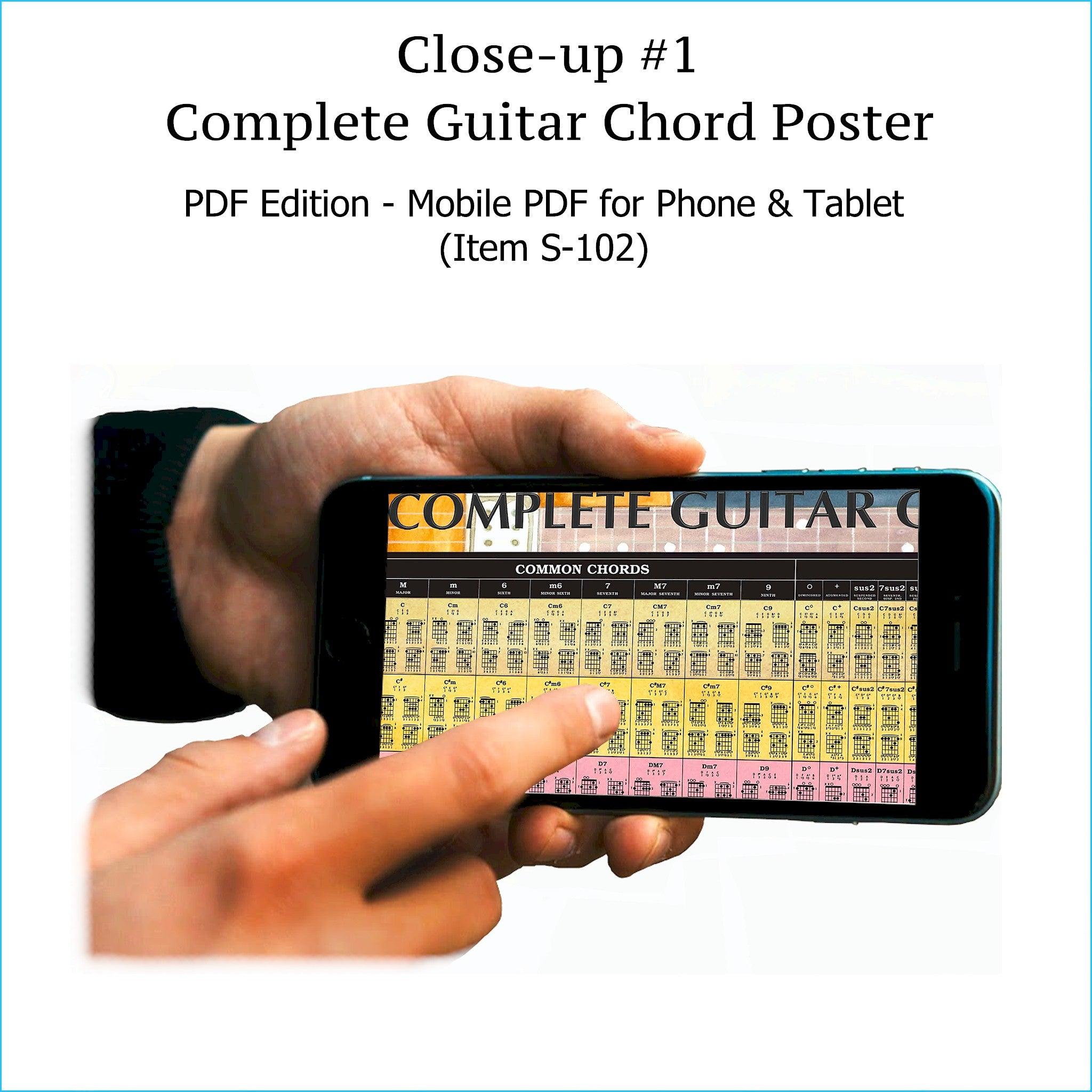 Item S-102: Complete Guitar Chord Chart on a SINGLE Zoom In or Out  Like a Google Comes with FREE Musical Instruments Poster