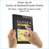 Close-up of top section of guitar scales and piano scales pdf chart on a tablet screen.