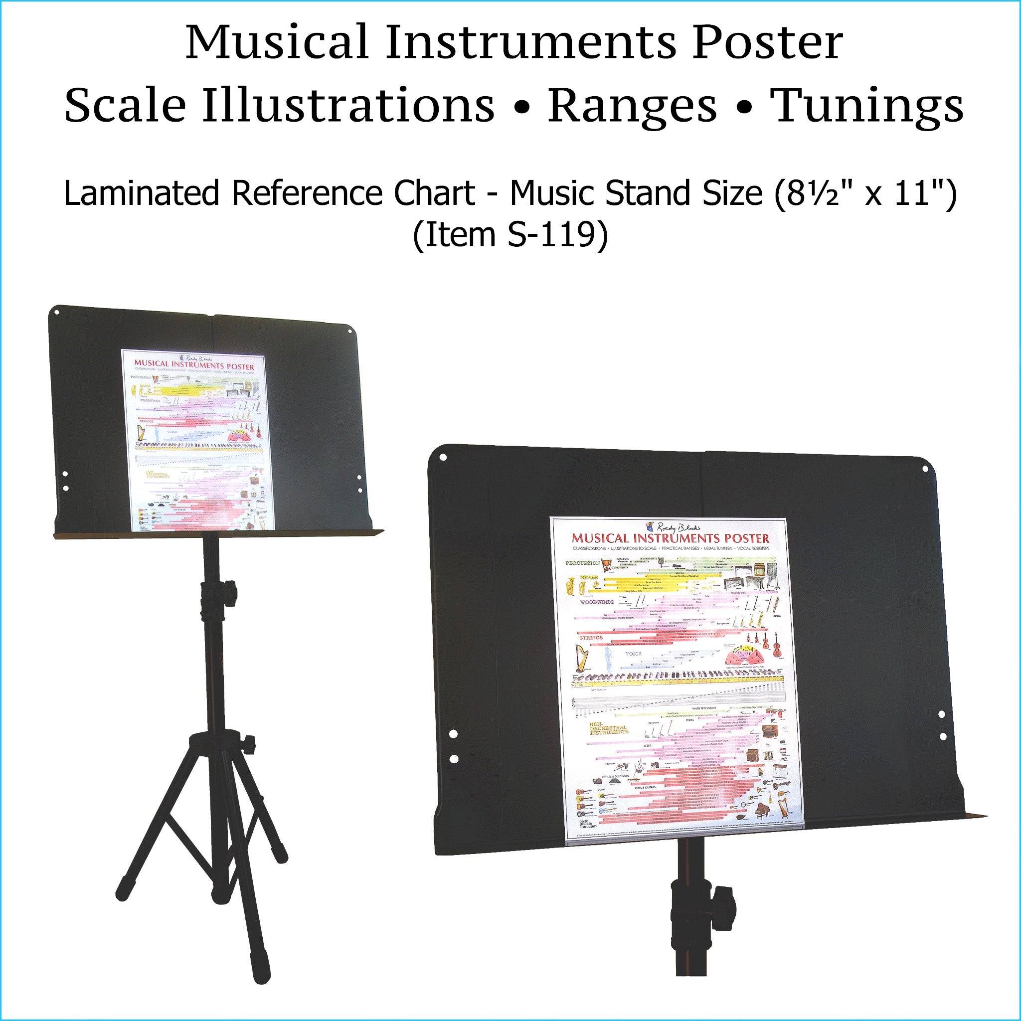 Musical instruments poster, music stand size.