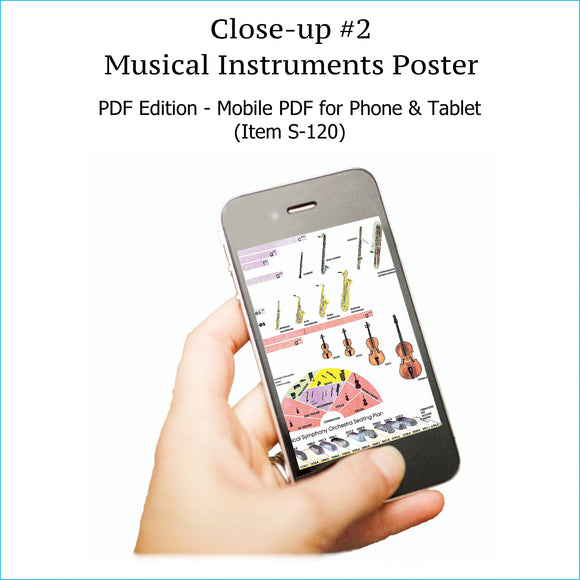 Item S-120: Musical Instruments Poster on a SINGLE SCREEN. Zoom In or Out Like a Google Map. Provides Info for Creating, Arranging, & Mixing. FREE Download Protection. Printable.