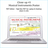 Close-up of musical instruments poster pdf on a laptop computer screen.